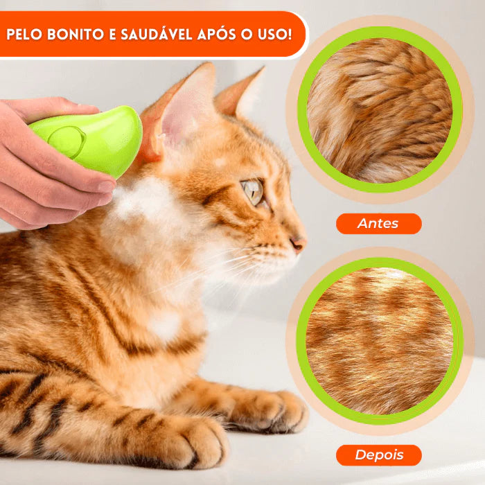 Escova a vapor para cão e gato, 3  em 1 - massagem relaxante, depilação e higiene