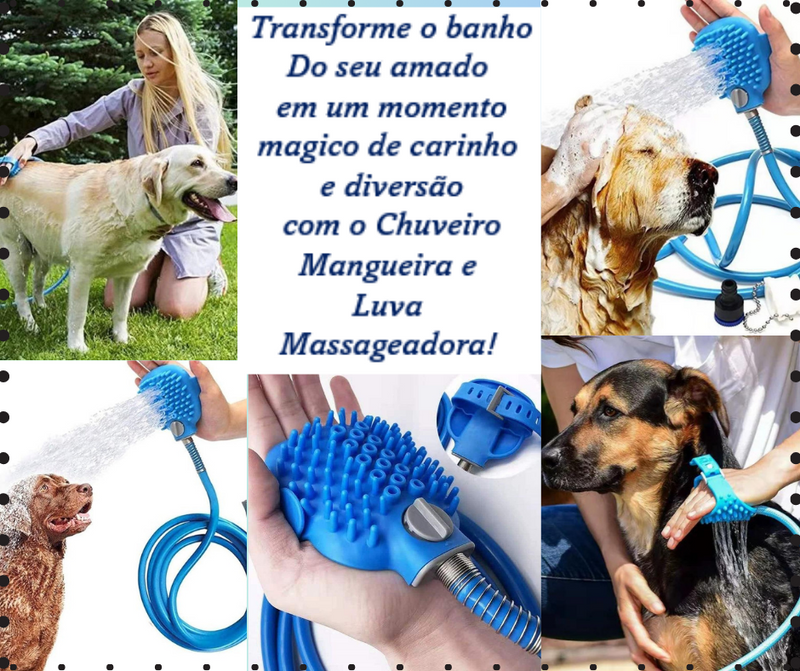 Mangueira de banho com Luva de silicone massageadora