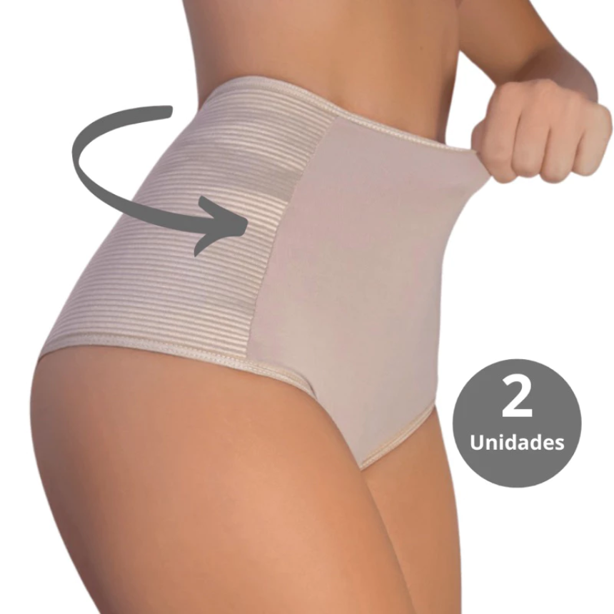 🖤 KIT com 2 Calcinhas GALENA Cinta Modeladora Cós Alto – Zero Barriga & Pós-Parto