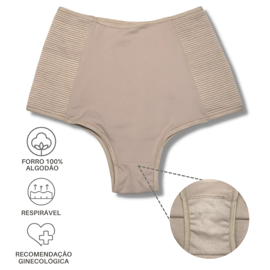 🖤 KIT com 2 Calcinhas GALENA Cinta Modeladora Cós Alto – Zero Barriga & Pós-Parto