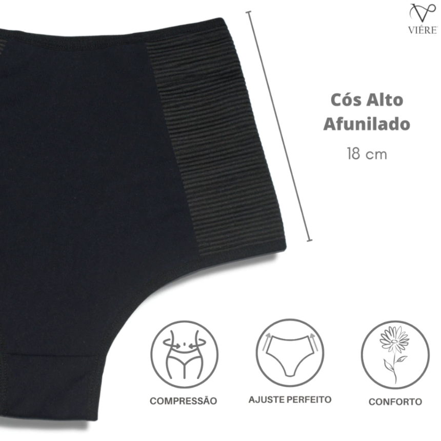 🖤 KIT com 2 Calcinhas GALENA Cinta Modeladora Cós Alto – Zero Barriga & Pós-Parto
