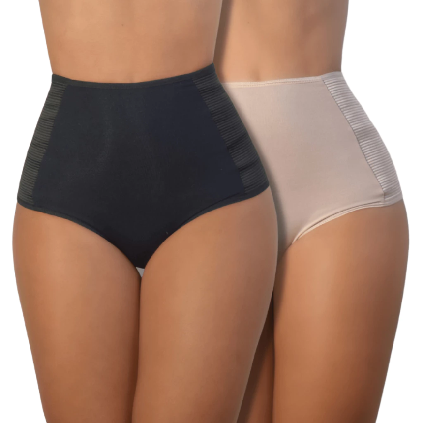 🖤 KIT com 2 Calcinhas GALENA Cinta Modeladora Cós Alto – Zero Barriga & Pós-Parto